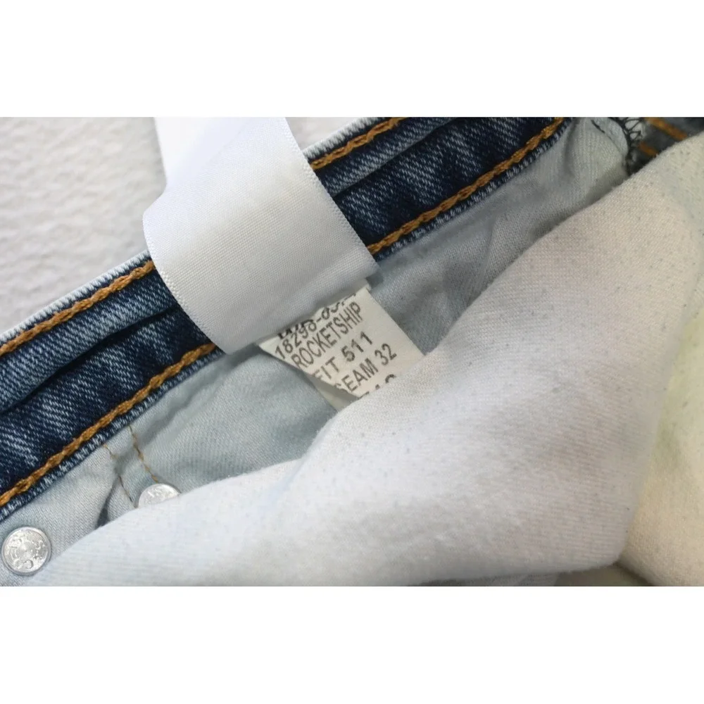 Levi's 511 Slim Jeans Mens 34x32 Light Blue Acid Wash Denim‎ Excellent